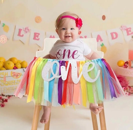 Rainbow High Chair Banner for 1st Birthday