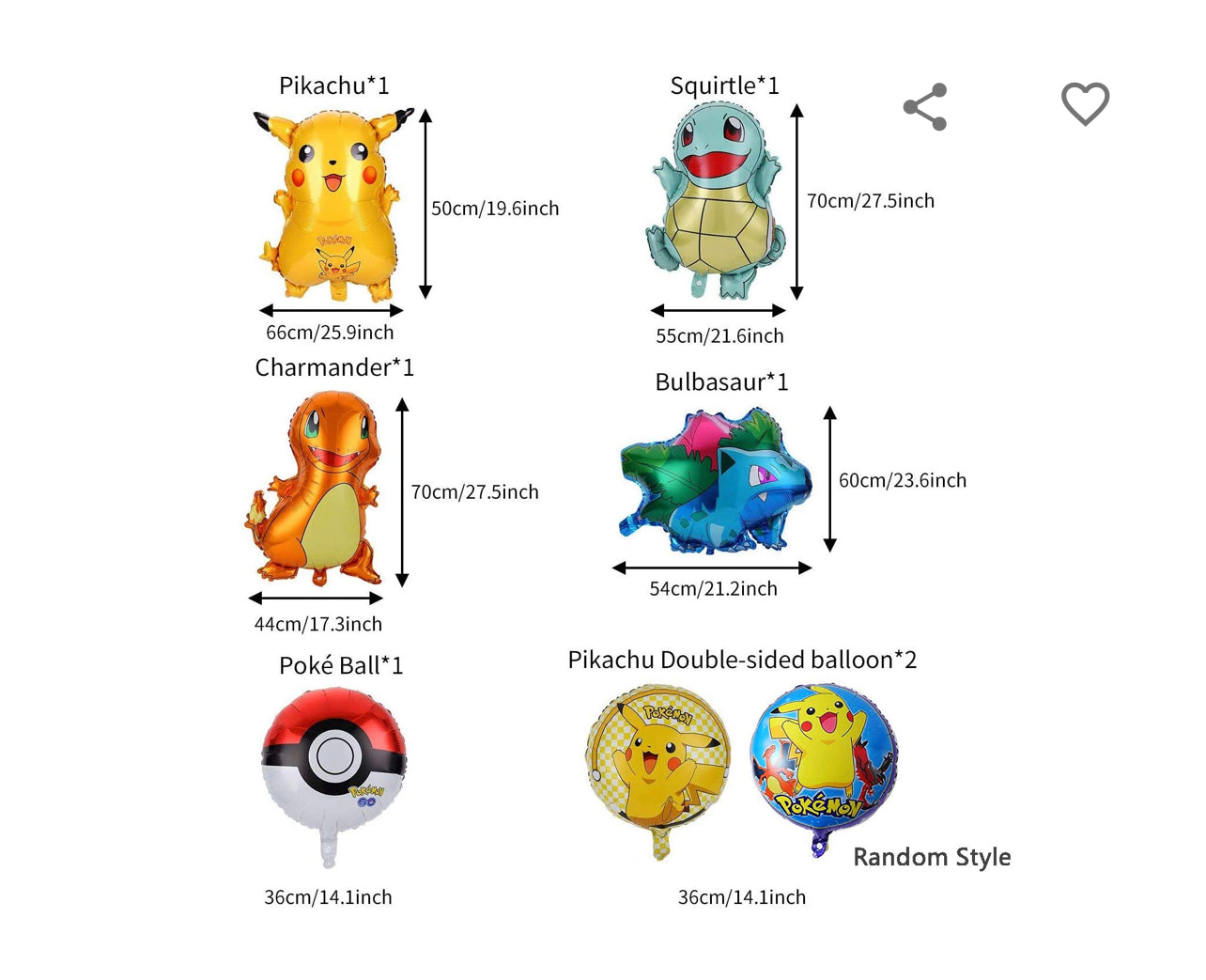 Pokemon balloon set